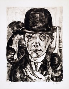 Autoritratto con bombetta. Incisione di Max Beckmann (1884-1950) da Max Beckmann