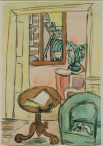 Interno con tavolo rotondo da Max Beckmann