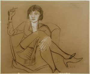Quappi, fumando nella poltrona del club da Max Beckmann