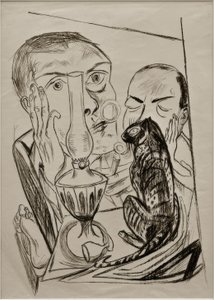 Autoritratto con gatto e lampada da Max Beckmann