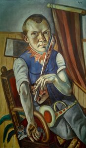 Autoritratto con frusta e tromba (Autoritratto come clown)