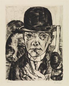 Autoritratto con cappello rigido da Max Beckmann