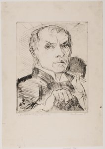 Autoritratto con stilo, tavola 19 da "Volti" da Max Beckmann