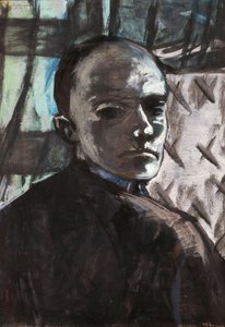 Autoritratto con tenda verde da Max Beckmann