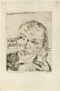 Il banditore (Autoritratto), tavola uno da Der Jahrmarkt da Max Beckmann