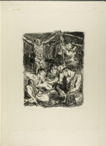 Giocare a dadi davanti alla croce, tavola sei da Sechs Lithographien zum Neuen Testament da Max Beckmann