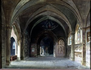 Decorazione per “Die Meistersinger” o “I maestri cantori di Norimberga”, opera di Richard Wagner. Scenografia di Bruckner, Atto I. Museo Wagner Bayreuth da Max Bruckner