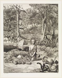 Simplicius presso la tomba dell’eremita (Intermezzi, Opus IV, tavola 8) da Max Klinger