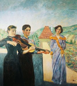 Tre donne nella vigna; Drei Frauen im Weinberg, 1912 da Max Klinger