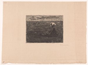 Giovane pastorella seduta nel campo da Max Liebermann (signed by artist)