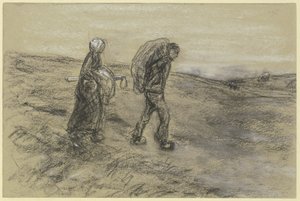 Lavoratore che torna dal lavoro nei campi con la moglie da Max Liebermann