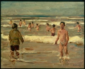 Ragazzi che fanno il bagno nel mare da Max Liebermann
