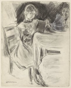 Figlia e moglie di Max Liebermann, che leggono a un tavolo rotondo