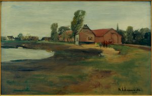 Strada del villaggio a Militsch (Paesaggio con stagno) da Max Liebermann