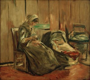 Interno con donna che cuce da Max Liebermann