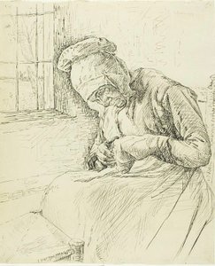 Vecchia che rammenda alla finestra da Max Liebermann