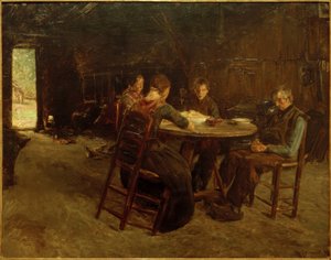 Contadini della Frisia orientale durante la preghiera a tavola da Max Liebermann