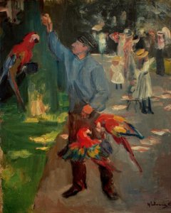 Uomo con pappagalli allo zoo di Amsterdam da Max Liebermann