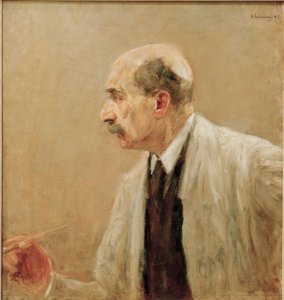 Autoritratto con camice da pittore, di profilo a sinistra da Max Liebermann
