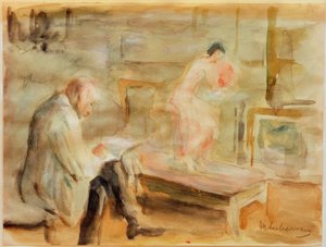 Autoritratto con modella nello studio della villa di Wannsee da Max Liebermann
