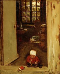 Bambino che gioca sulla porta di casa da Max Liebermann