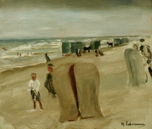 Spiaggia con cabine da Max Liebermann