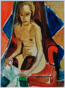 Nudo con calze scure da Max Pechstein