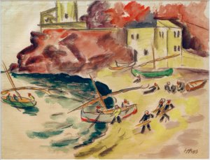 Baia portuale con pescatori da Max Pechstein