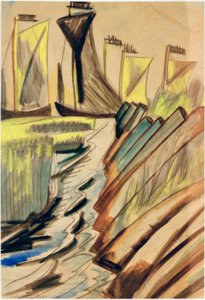 Barche da pesca sulla diga da Max Pechstein