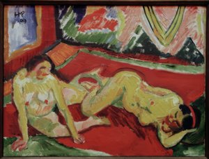 Due nudi femminili nella stanza da Max Pechstein