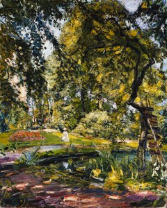 Giardino a Godrammstein con un albero contorto e uno stagno, 1910 da Max Slevogt