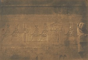 Sculture sulla facciata posteriore del grande Tempio di Dendera, 1849-50 da Maxime Du Camp