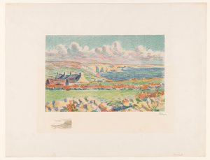 Paesaggio costiero con case da Maximilien Luce (signed by artist)
