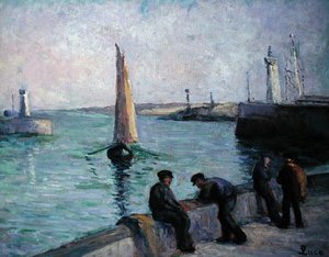 Pescatori in un porto, c.1920