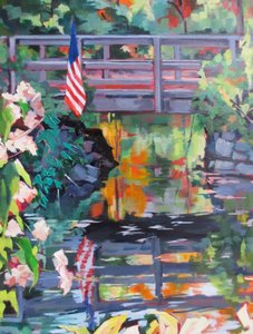 Riflessi sul ponte della bandiera americana da Maxine Shore