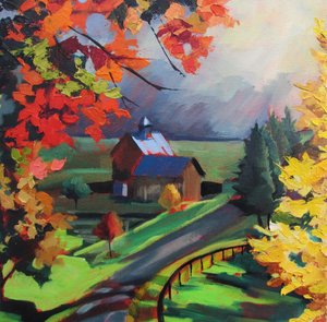 La strada autunnale che porta al fienile da Maxine Shore