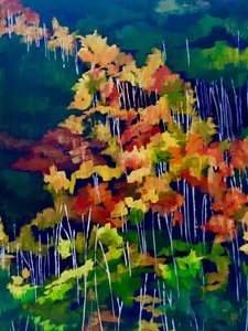 Una foresta autunnale dai colori vivaci