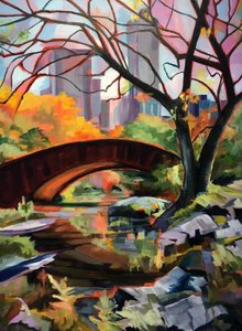 Il ponte del parco in un vivace autunno da Maxine Shore