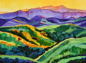 Un paesaggio montano dai colori vivaci