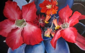 Fiori dai vivaci colori rosso e blu da Maxine Shore