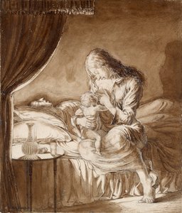 Scena Notturna - Donna che Allatta il Suo Bambino, c. 1900