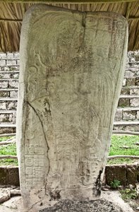 Stela 9 che raffigura Ajb’alun Haab’tal Wat’ul K’atel, Re Terminale Classico di Seibal, Guatemala, commemorando la fine del 9° Katun nel 849 d.C. da Mayan