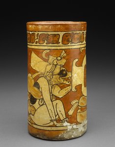 Vaso con dei scimmia e cane, 600-900 d.C.