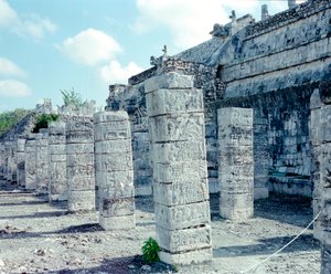 Civiltà precolombiana: vista del sito di Chichen Itza nella regione dello Yucatan. Civiltà Maya, periodo classico e rinascimento Maya, 750-1200 d.C. Messico