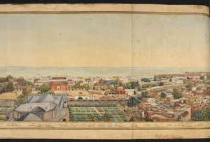 Sezione di un panorama di Delhi da Mazar or Mazhar Ali Khan