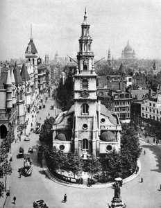Chiesa di St Clement Danes, la Strand e Fleet Street da Australia House, Londra, 1926-1927 da McLeish