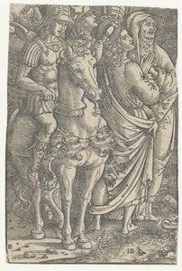 Frammento di una Crocifissione con Giovanni Evangelista, Maria e soldati da Meester IB met de vogel