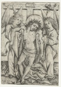 Il corpo di Cristo sostenuto da due angeli da Meester van het Amsterdamse Kabinet