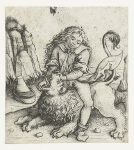 Sansone sconfigge il leone (serie: Storia di Sansone) da Meester van het Amsterdamse Kabinet
