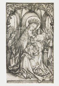 Madonna in trono adorata dagli angeli da Meester van het Amsterdamse Kabinet